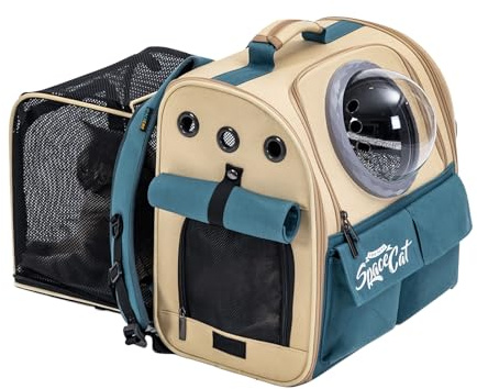 Galatée Zaino Espandibile Per Animali Domestici, Zaino Per Gatti e Cani Approvato Dalle Compagnie Aeree, Borsa Traspirante Per Gatti Per Viaggi, Escursioni, Campeggio e Attività All'Aperto(Kaki)
