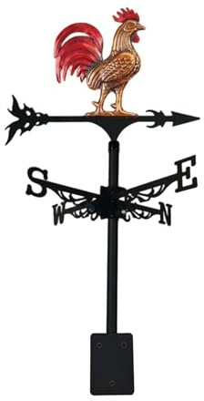 1 set di banderuole a per montaggio sul tetto, banderuola a forma di gallo in ferro battuto, palette meteorologiche per esterni, decorazione a forma di gallo in ferro, montaggio sul tetto, per