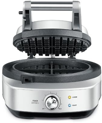 Sage - The No-Mess Waffle - Klassisches Waffeleisen mit Antihaftbeschichtung, 7 Bräunungseinstellungen und Teig-Auffangrinne - 900 W Leistung und Einfache Reinigung - Gebürsteter Edelstahl