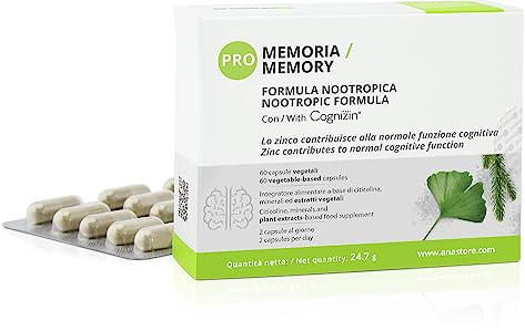 PRO MÉMOIRE * 337 mg/gélules * Cerveau (mémoire) * Calcium, Citicoline, Ginkgo biloba, Zinc, Huperzia