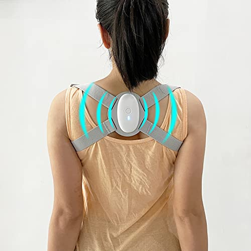Smart Posture Corrector, Upper Back Brace with Vibration Intelligent Posture Reminder, Posture Trainer for Women/Kids/Men, Prevent Humpback, Help to Keep Right Posture to Develop a Good Habit (Gray)