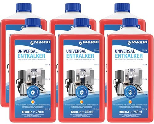 Maxxi Clean | 6x 750 ml Universal Entkalker Konzentrat für Kaffeemaschinen & Kaffeevollautomaten aller Typen | für 36 Entkalkungsvorgänge | universelle Gerätereinigung gegen Kalk und Verschmutzungen