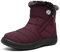 Hsyooes Winterstiefel Damen Wasserdicht Winterschuhe Warm Stiefeletten Winter Schneestiefe Gefüttert Kurzschaft Stiefel Rutschfeste Schlupfstiefel Boots Flach Rot A 39EU