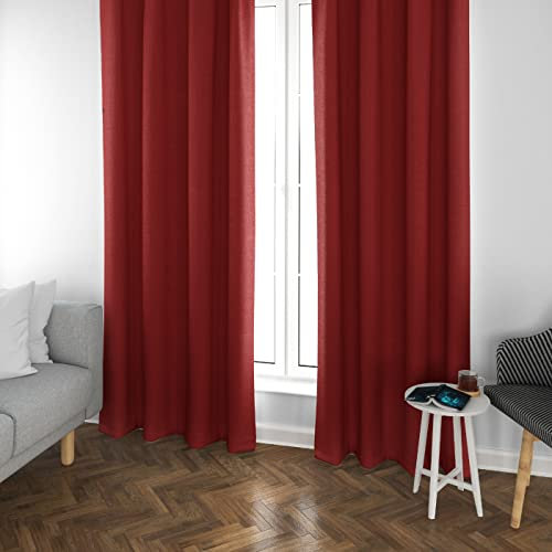 MERCURY TEXTIL- Cortinas Opacas, Blackout, Térmicas Aislantes del Frio y del Calor, 2 Piezas con Anillos Plateados (Granate)