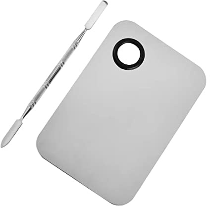 1pcs palette de maquillage en acier inoxydable avec spatule pour mélanger le fond de teint