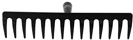 Amig - Rastrillo de Jardin- Rastrillo Metálico de Acero con 12 Dientes Robustos para Rastrillar y Trabajar la Tierra - Herramientas para huerto y Jardinería en Color Negro- Medidas: 300 mm.