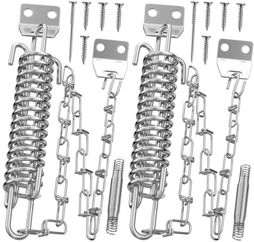 Storm Door Chain Spring 2 Pack Prevent Storm Damage, Screen Door or Door Closer Protector Heavy Duty Storm Door Hardware, Zinc Plated Anti-Rust and Sturdy, Easy to Install and Suit for Most Doors