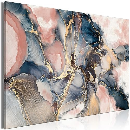 B&D XXL Acrylglasbild Abstrakt 1 Teilig Wandbild auf Acryl Glasbilder Kunstdruck Moderne Acrylglas Platte Wanddekoration Geschenke Heimdekoration Glasbild - Farbflecken blau rosa f-C-0493-k-a