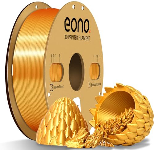 EONO PLA Gold Silk PLA Filament 1.75 mm für 3D Drucker Shiny Hochglanz 3D Drucker Filament 1,75 PLA 1kg(2,2lbs), Maßgenauigkeit +/- 0.03mm, Silk Gold