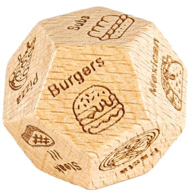 Essenswürfel aus Holz, 12-Seitig Date Night Würfel Essenswürfel für Paare Valentinstagswürfel Jubiläumsgeschenk für Ihn Sie Ehemann Frau Freund Freundin