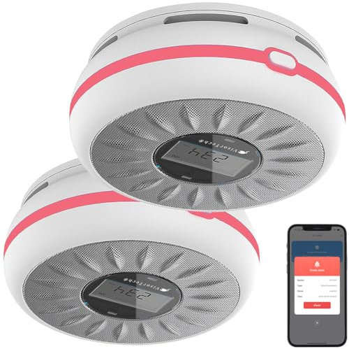VisorTech Feuermelder App: 2er-Set smarte 2in1-WLAN-Rauchwarn- & CO-Melder, 10-Jahres-Batterie (Kohlenmonoxid-Detektor-Alarm, Heimfeueralarm)