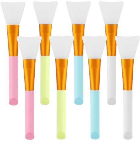 8 pennelli per maschera facciale per viso, applicatore di maschere in silicone morbido per maschera da notte, maschera di fango, lozione per il corpo senza peli