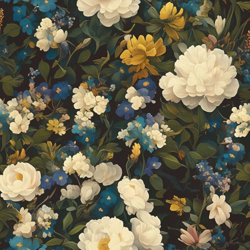 Papel pintado autoadhesivo Barroco romántico boho floralFlores de jardín Papel tapiz adhesivo Papel tapiz apto para inquilinos envoltura de vinilo para sala de estar para muebles dormitorio papel de