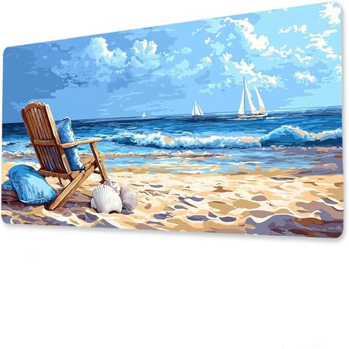 Tapis de Souris de Jeu, 1200x600x4mm XXL Tapis Bureau Gaming, Chaise Mouse Pad antidérapant étanche, Mouse Pad pour Gamer océan, Convient Bureaux Domicile l'utilisation W-9