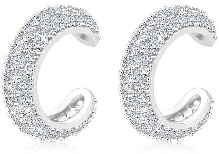 ALEXCRAFT Ear Cuff Silber 9 Set mit Zirkonia Wasserfest Ohrringe Ohr Conch Non-Piercing Fake klemmen Clip On Earrings for Women