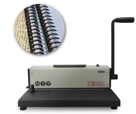 Bindegerät, Elektrisches Spiralbindegerät A4-46 Löcher, 4:1 Teilung, bürofreundlich for Bücher und Broschüren für Schule und Büro