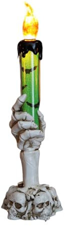 Bougies Effilées sans Flamme pour Halloween, Supports en Forme de Mains Squelettiques, Bougies LED Scintillantes pour Table, Fêtes, Cérémonies et Fécoration d'Intérieur