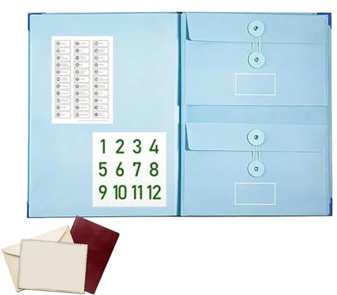 Accordion Expanding File Folder, 32.7 X 26.7 Cm Document Folder with Labels, Important Document Organizer for Passports, Birth Certificates, and Important Documents