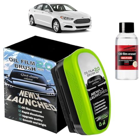 OPVYAEU 2.0 Oil Film Cleaning Brush Set – Cepillo Oil Film Upgrade + Botellas 50ml para Limpiador Cristales Coche, Parabrisas, Interior Coche, All-in-One, Eliminación Película Aceite