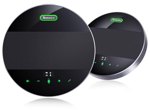 Tenveo M5B-EX Haut-Parleur de Conférence Bluetooth avec Microphones d'Extension, Daisy-Chain, Réduction de Bruit, Prise de Voix 360° pour 30 Personnes, Microphone USB/sans Fil pour Teams/Zoom