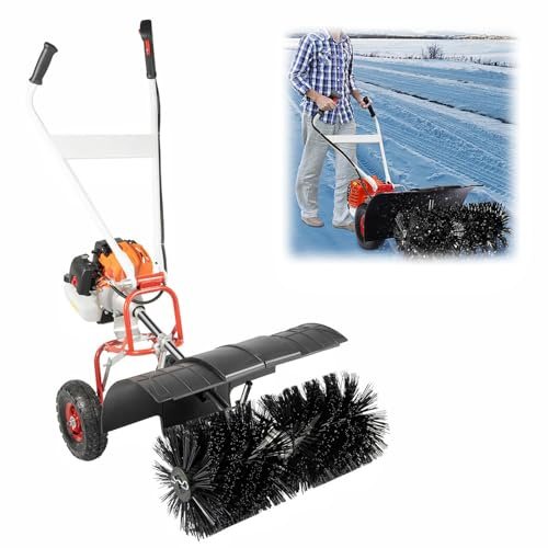 HUOMMGS Barredora de gasolina de 52 cc, quitanieves de 2 tiempos, motor de 2,5 CV, pala de nieve con cabezal de 52 x 25 cm, gafas de protección, barredora de carretera, barredora de carretera