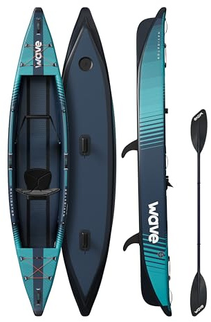 Wave Navigator Inflatable Kayak | 1-3 Person Kayak Package with Adjustable Paddles, Pump & Carry Backpack | Comfortable Seats, Quick Inflation, Ideal for Rivers & Lakes