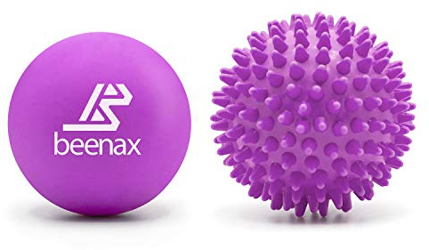 Beenax Lacrosse & Hard Spiky Massage Ball Set - Trigger Point, Myofascial Release, Plantar Fasciitis, Deep Tissue, Muscle Relief, Yoga, Pilates, Physio, Rehab - Relieve Stress and Relax Tight Muscle