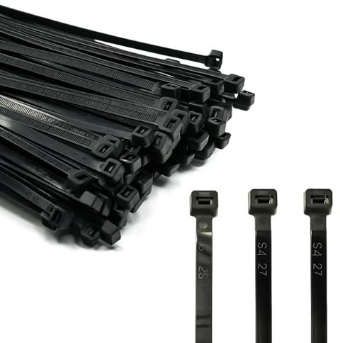 ERKO 100 pièces d'attaches de câble professionnelles 160 x 2,5 mm Poignée d'attache de câble couleur noire, résistante à la température