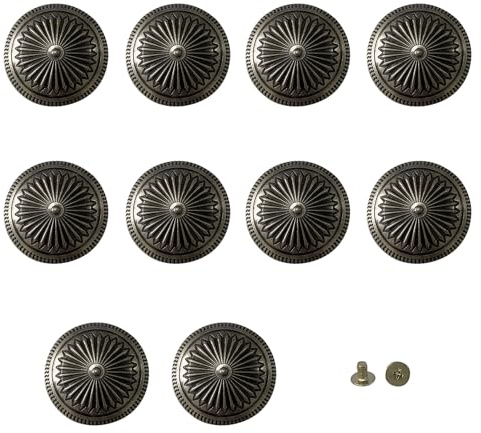 10 Pcs Sunflower Decorative Buckle Conchos Screw Back Metal Sunflower Buckle Screw Back Buttons Round Metal Chrysanthemum Buckle for DIY Leather Goods Accessories