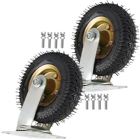 Ruedas Giratorias Giratorias, Conjunto De 2 Inflable De Goma Ruedas Sin Arañazos Y Silenciosas Capacidad De Carga 300 KG Ruedas De Carga Pesada, Para Muebles Aparato Carro Y Equipo Ruedas