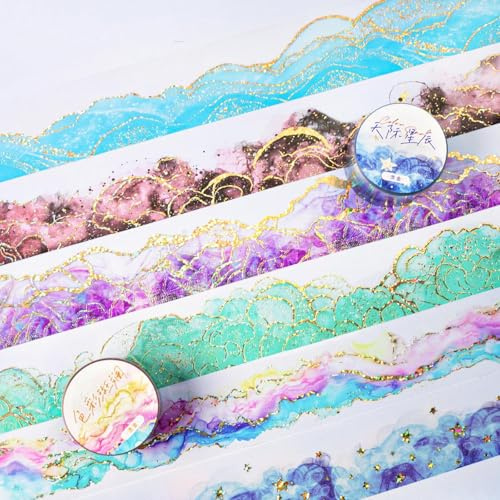 Ta Merry 6 Volumes Scrapbook Set d'autocollants,Washi Ruban PET autocollants,Scrapbook Accessoires Ensemble d'autocollants pour la décoration esthétique Scrapbooking,Autocollants de journal (le