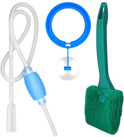 TYGFRT 1 Fish Tank Water Changer, 1 Scouring Brush, 1 Feeder, Fish Tank Water Pipe, Aquarium Cleaning Set, Fish Tank Water Change Pump, Fish Tank Filtration and Cleaning