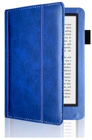 RUIPOCX Étui Intelligent pour Kobo Aura Edition 2 N236 6'' liseuse numérique avec Housse de Protection en Cuir et Veille Automatique(Dark Blue)