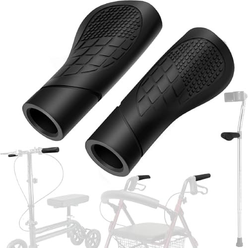2 Stück Rollator Handgriff Ersatz, Universal Rollatoren Handgriffe Anti-Rutsch Krücken Griffpolster Rollator Zubehör zum Knie Gehhilfe für Erwachsene Senioren (2,54CM, Rechts und Links)