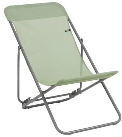 Lafuma MOBILIER - Transat Jardin Pliable - Chilienne Multi-Positions - Largeur 52cm - Transatube 2 - Batyline® Iso - Vert Moss - Fabriqué en France - LFM2764_8557 - Garantie 5 Ans - L.83xl.56xH.91cm