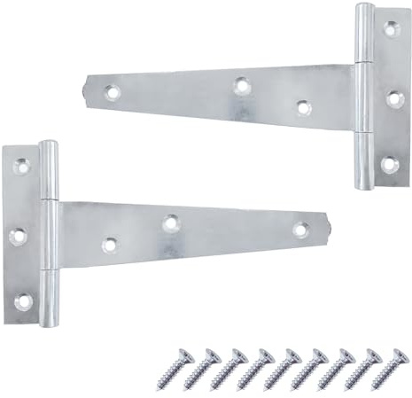 Keypak 2 Pack 100mm (4) T-Hinges Zinc Plated, Rustproof Metal Small Tee Hinges for Cabinets, Sheds, Barn Doors, Gates & Other External Use