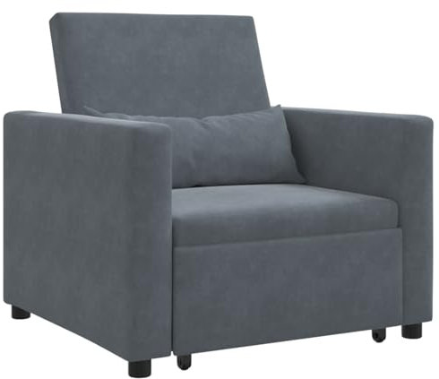 vidaXL 3-i-1 Enkelsoffa Soffbädd Konvertibel Mörkgrå Sammet