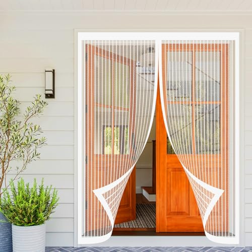 Magnetic Fly Screen Door 88 x 195 cm Door Fly Screen Curtain Keeping Bug Out Hundreds of Sizes Kid and Pet Friendly Insect Mesh for Balcony/Children's Room, White