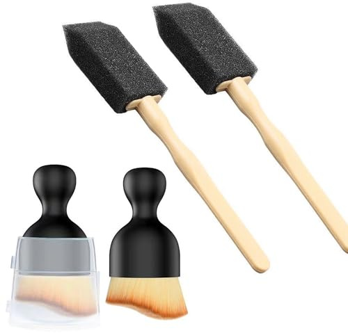 SEABABOO Nettoyage Voiture Intérieur Brosse À Poussière pour Intérieur De Voiture&Brosse À Poussière Éponge De Voiture Pinceau Nettoyage Voiture pour Nettoyage des Évents du Tableau De Bord (Noir)