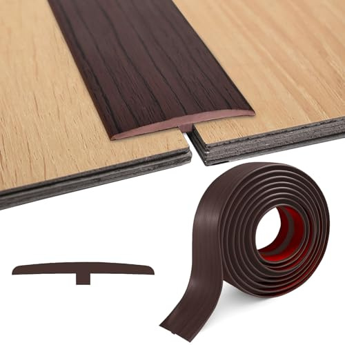 Profilo di Transizione Pavimento a T, 1M/2M/3M x 5CM Profilo di Raccordo per Pavimenti, Flessibile PVC Striscia di Transizione per Pavimento Laminato per Pavimenti di Collegamento, Spazi Vuoti di