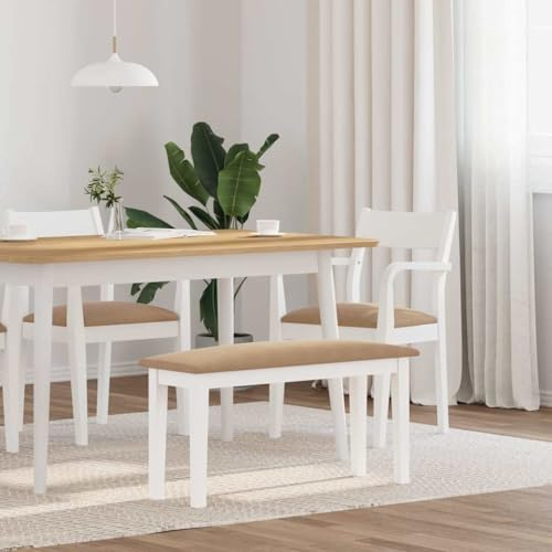 Générique Banc 90 cm Blanc Bois Massif Caoutchouc,Meubles,Bancs,Bancs de Cuisine & Salle à Manger,Blanc,8 KG,4102600