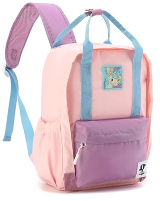 La-haut kids Zaino scolastico escursionismo ragazza ragazzo dai 4 anni agli 12 anni, materiale ecologico senza PFC in nylon di alta qualità. Idrorepellente e resistente, per bambini., Rosa, M