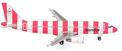Herpa flygplansmodell Condor Airbus A320 “FlyPink Plane”, miniatyr i skala 1:500, samlarobjekt, flygplansmodell utan ställ, metall