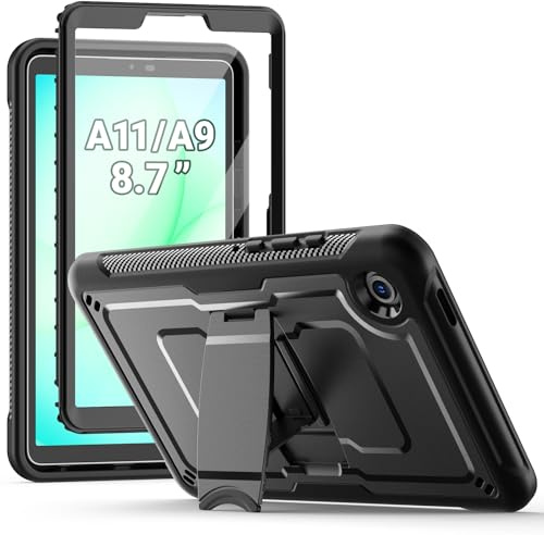 SEYMAC Funda para Samsung Galaxy Tab A11 (2025)/A9 2023 de 8,7 Pulgadas, Protección Total con Soporte Integrado y Protector de Pantalla, Funda a Prueba de Golpes para Tablet Galaxy A11, Negro