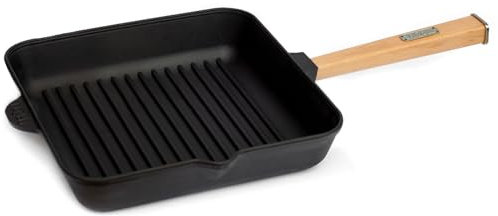 4BIG.fun Gusseisen Grillpfanne BRIZOLL mit abschraubbarem Griff Induktion (28 x 28 cm) Bratpfanne Steakpfanne