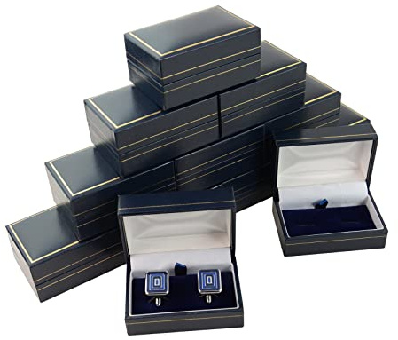 10 x box displays® fantastisk lädermanschettknapp presentlådor - juvelerare grossist manschettlåda leverantörer e N/a, colore: BLÅ, cod. CL-CX10