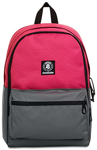 Invicta Zaino Scuola Barly Plus Bicolor, Fucsia Grigio, New Way, Zaino Mono Scomparto con Tasca Porta PC e Tasca con Organizer, Scuola Superiore, Università