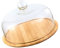 VOSAREA Cake Tray with Glass Dome Stand - Wooden Cake Plate Serving Platter Holder for Birthday Wedding Party (Clear, 29cm)