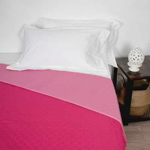 Corredocasa Trapuntino Copriletto Trapuntato Primaverile, Made in Italy - Copri Letto Bicolore Doubleface per Letto Matrimoniale 2 Piazze (Fucsia/Rosa)