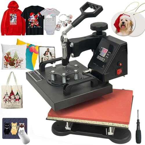 Heat Press Machine Prensa de Calor 30x25cm Máquina de Prensa de Calor Multifuncional Prensa de Transferencia Giratoria de 360 grados para Camiseta Taza Sombrero Tapa (230B)